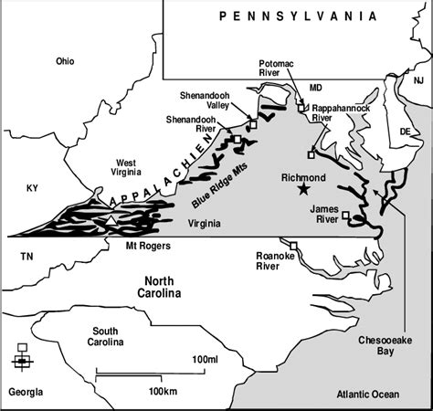 Map of Virginia Coast along with James River and Chesapeake Bay. | Download Scientific Diagram