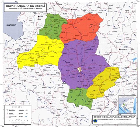 Esteli Department Administrative Political Map, Nicaragua