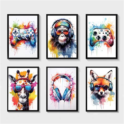 Gaming Prints, Gaming Poster, Gaming Wall Art Set of 6, Gaming Room ...