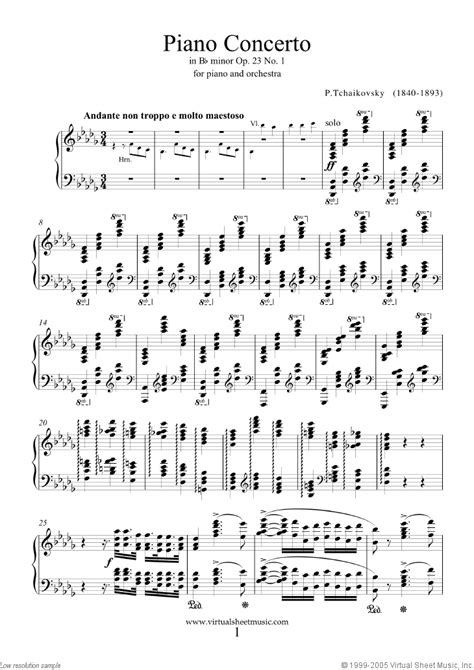 Tchaikovsky: Concerto in Bb minor Op.23 No.1 sheet music for piano and ...