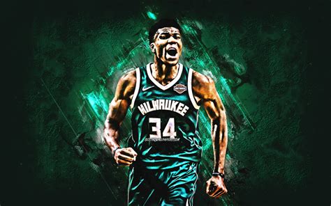 Download wallpapers Giannis Antetokounmpo, Milwaukee Bucks, NBA, portrait, green creative ...