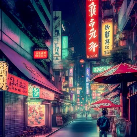 Premium Photo | Tokyo city by night anime and manga drawing ...