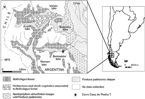 Map of Perito Moreno National Park (PMNP), Santa Cruz province, showing... | Download Scientific ...