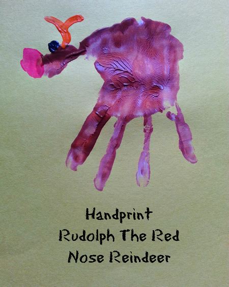 Handprint Rudolph Red Nose Reindeer