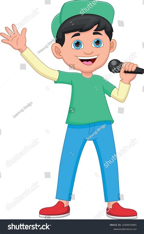 Cartoon Boy Singing On White Background Stock Vector (Royalty Free ...