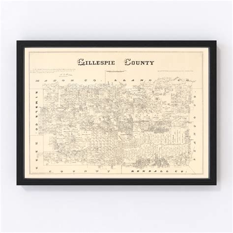 Vintage Map of Gillespie County, Texas 1879 by Ted's Vintage Art