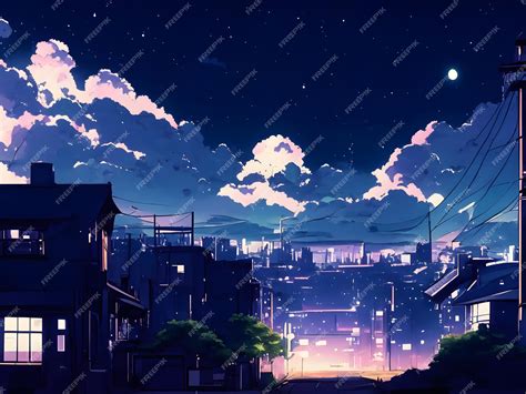 Premium AI Image | anime cityscape in the night