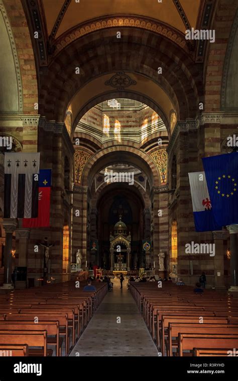 Colortulf ornate interior of Cathedrale La Major or Marseille Cathedral ...