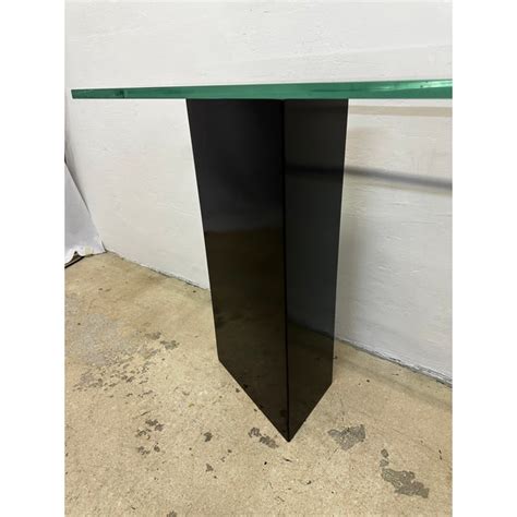 Post Modern Black Lacquered Glass Top Console Table, 1980s | Chairish