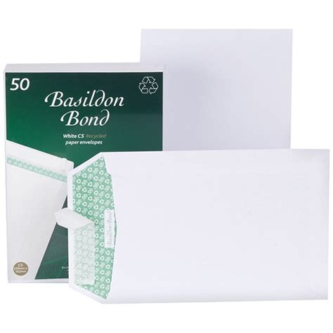 Basildon Bond Recycled C5 Pocket Envelopes / White / Peel & Seal / 120gsm / Pack of 50