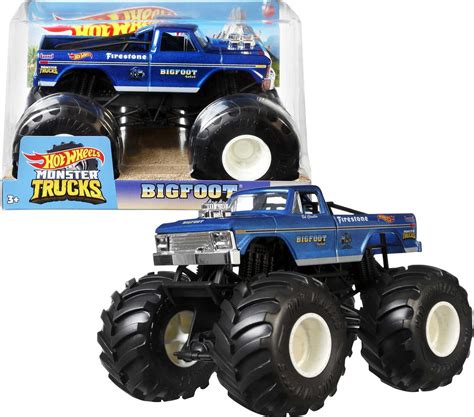 Hot Wheels Monster Trucks, Oversized Monster Truck Bigfoot, 1:24 Scale Die-Cast Toy Truck with ...