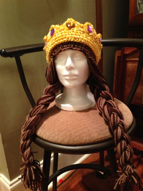 Little Princess Crochet Hat With Braids and Crown in All Sizes available in Blonde, Brunette, or ...