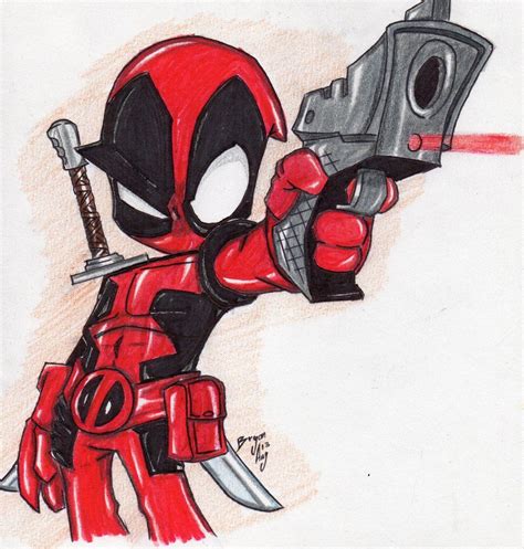 Chibi deadpool | Deadpool cartoon, Deadpool artwork, Drawing cartoon characters