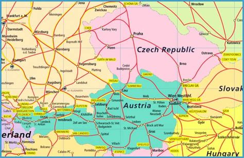 Map Of Czech Republic And Austria - TravelsFinders.Com