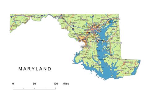 Maryland State vector road map. | Your-Vector-Maps.com