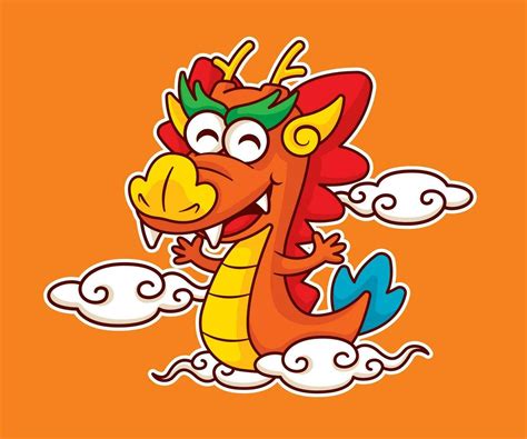 Cartoon cute chinese dragon zodiac on eastern cloud element character ...