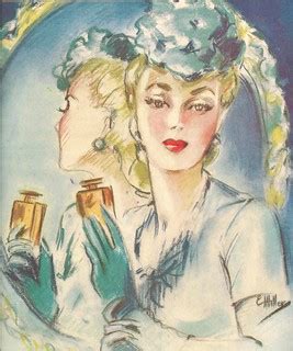 pretty lady holds perfume bottle | i bought this illustratio… | Flickr