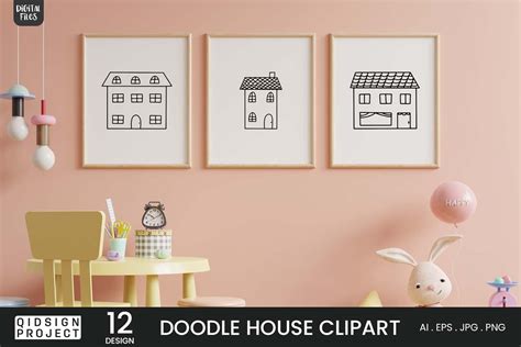 12 Doodle House Clipart, hand drawn house, House vector Art By qidsign ...