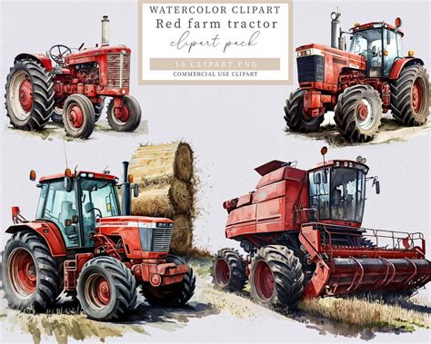 Red Tractor Clip Art, Farm Clip Art, Tractor Clip Art, Farm Clipart - Etsy