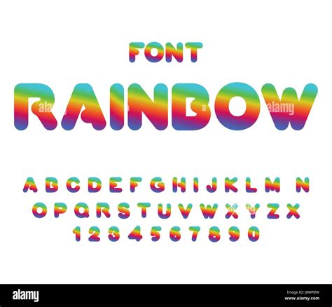 Regenbogen-Schriftart. Abgerundete ABC. Bunte Buchstaben. Fantastische Alphabet. Fee-Typografie ...