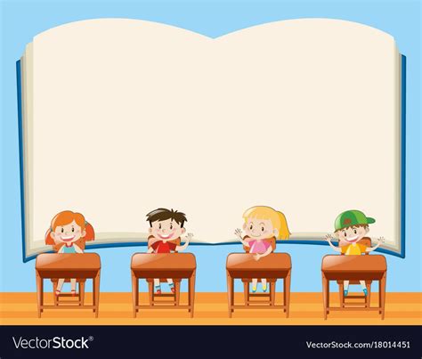 Paper template with kids in classroom illustration. Download a Free Preview or High Quality ...