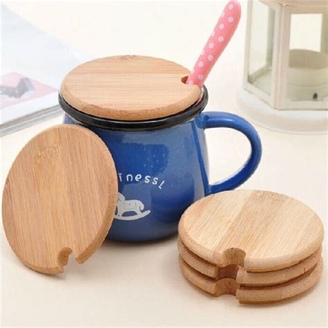 Coffee Mug Lids Drinkware Lid Anti Dust Wooden Glass Cans Cup Cover High Quality 3xm C R ...