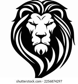 Lion Head Vector Logo Black White Imagen generada por IA 2256874297 | Shutterstock