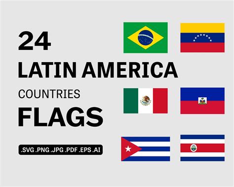 Latin America Country Flags SVG Bundle Set Countries Nation - Etsy