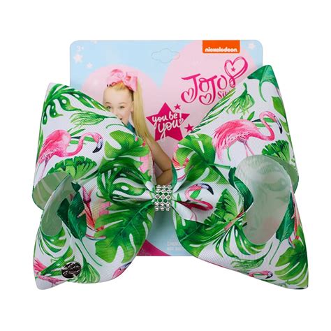 8" Jojo Bows for Girls Jojo Siwa Large Flamingo Printed Hair Bows for ...