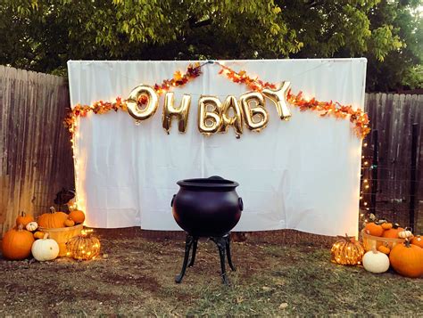 Fall themed gender reveal | Gender reveal party decorations, Gender ...