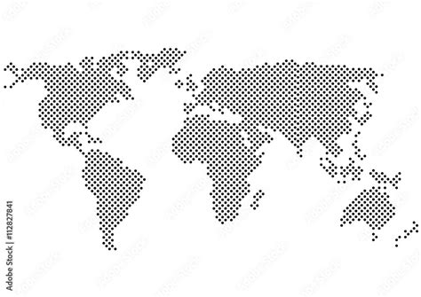 black and white vector color halftone world map silhouette Stock Vector ...