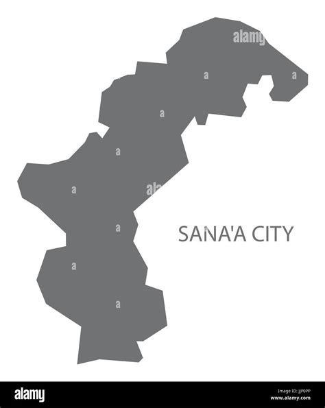 Sanaa City Yemen governorate map grey illustration silhouette shape ...