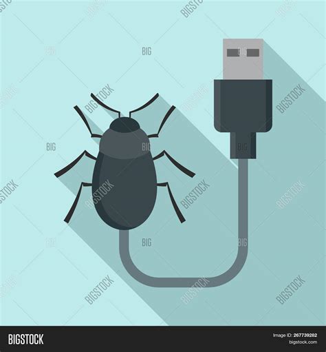 Usb Bug Icon. Flat Image & Photo (Free Trial) | Bigstock