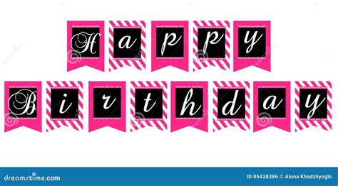 Printable Template Flags. Happy Birthday Banner Stock Vector - Illustration of banner, baby ...