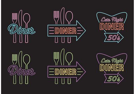 50's Diner Advertising Sign Vectors - Download Free Vector Art, Stock ...