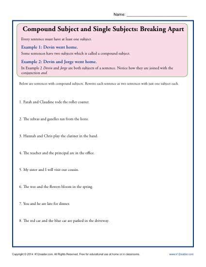 [DIAGRAM] Diagram Compound Subject Worksheets - MYDIAGRAM.ONLINE