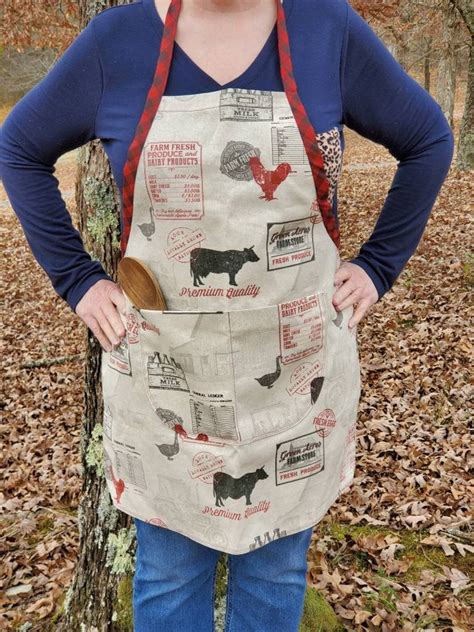 Farmhouse Style Women's Apron Linen Apron With Pockets | Etsy