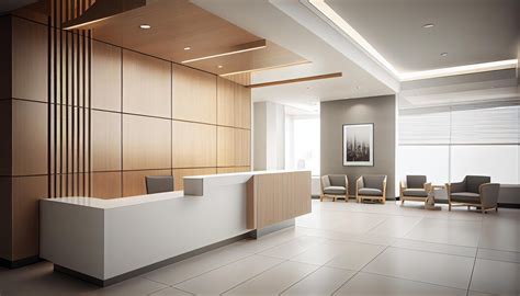 Premium Photo | A rendering of a hotel lobby with a white reception ...