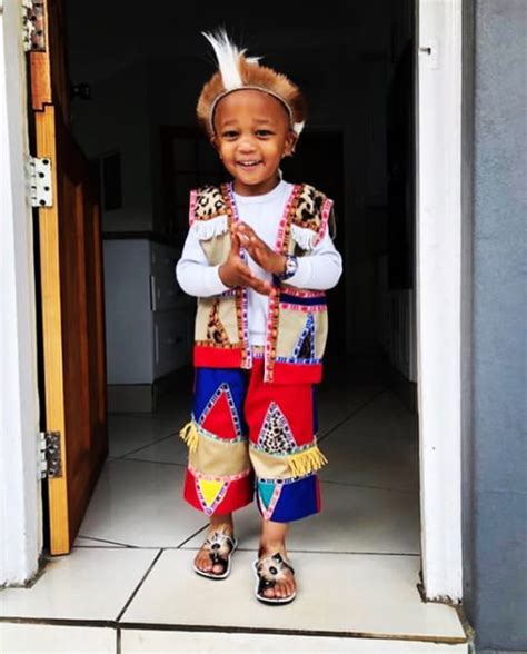 Clipkulture | Boy In Modern Zulu Attire With Head band For Heritage Day