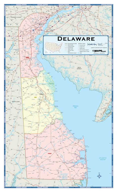 Delaware Counties Wall Map | Maps.com.com