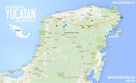 Carte des cénotes de la Péninsule du Yucatan, Mexique | Peninsule du yucatan, Road trip mexique ...