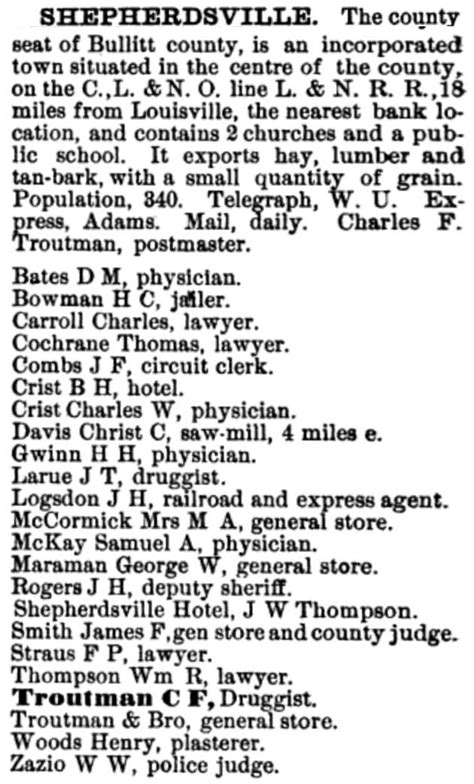 Bullitt County History - Ky State Gazetteer, 1883-84