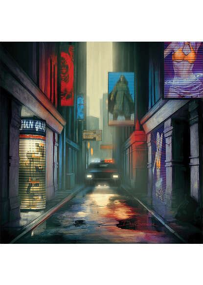 Colour card art - environment: cyberpunk street - RPG Stock Art - Dean ...