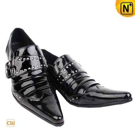 Mens Designer Black Leather Dress Shoes CW760026 | CWMALLS