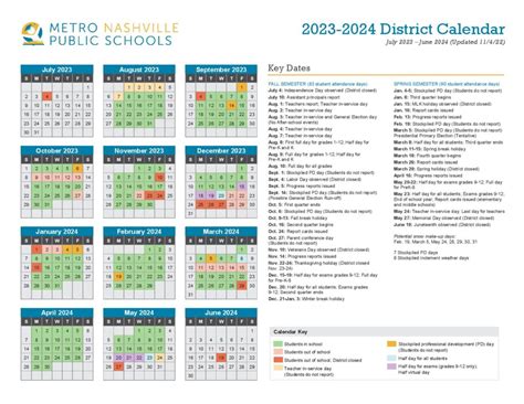 Metro Nashville Public Schools Calendar Holidays 2023-2024