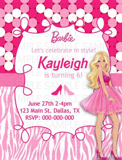 Barbie Party Invitation Templates