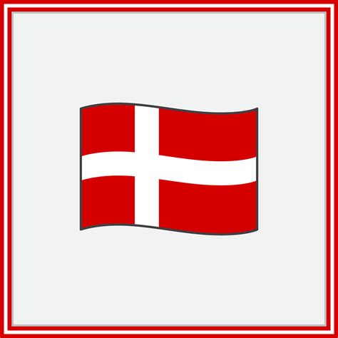 Denmark Flag Cartoon Vector Illustration. Flag of Denmark Flat Icon Outline. National Denmark ...