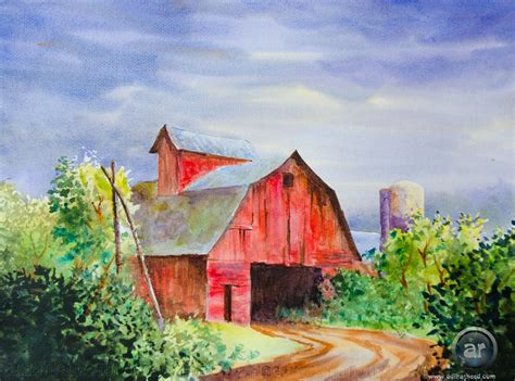 Watercolor Farm Scenes at PaintingValley.com | Explore collection of ...