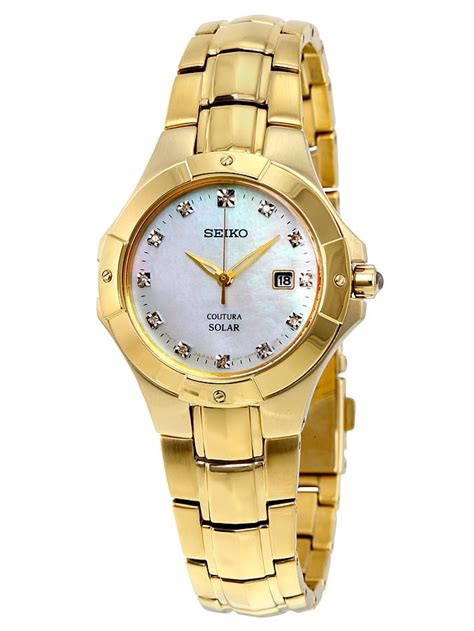 Seiko - Seiko Women's Coutura Solar Mother of Pearl Gold-tone Watch SUT168 - Walmart.com ...