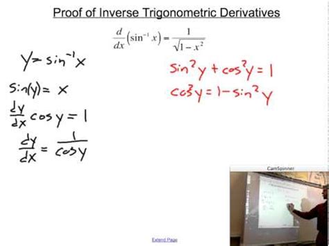 Derivative of the Inverse Sine Function Proof - YouTube